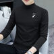 雷諾哲半高領(lǐng)打底衫男秋冬新款長(cháng)袖t恤男潮流韓版修身內搭上衣服男裝 M008-黑色 2XL 建議145-160斤