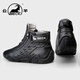 公羊高幫男鞋春季新款戶(hù)外運動(dòng)真皮百搭馬丁靴男軟底防滑耐磨休閑皮鞋 黑色 【標準皮鞋碼】 41 (255mm)