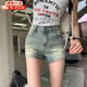 梵昇昱辣妹牛仔超短褲女新款夏季外穿熱褲性感緊身顯瘦腿長緊身a字短褲 牛仔短褲【淺藍】 M 推薦【90-110斤】
