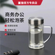 富魚雙層玻璃杯帶把手防燙便攜老板杯男士商務辦公泡茶水杯帶手柄杯子 暗夜藍-430ml-FY617B