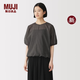 MUJI 女式強捻短袖罩衫t恤上衣女款女裝純棉女士26年夏季新品BC2T1C6A 棕色格紋 M 160/84A