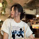 哈魯?shù)厦朗礁呓旨兠迯?fù)古hiphop短袖t恤女2026新款夏季寬松小眾潮牌體恤 白灰色純棉 M 【建議100斤以內(nèi)】