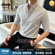 JEEP SPIRIT條紋襯衫男短袖2026夏季商務休閑襯衣免燙彈力半袖上衣男裝 白色 M 165/(適合100-115斤)