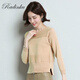 Radinka 2026秋冬新款短款套頭毛衣女低圓領(lǐng)前短后長(cháng)打底外套韓版針織衫 駝色 S 建議80-95斤