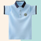 伴1號(hào)（BANYIHAO）男童短袖T恤夏季夏天衣服翻領(lǐng)POLO衫棉寬松兒童上衣男孩中大童 淺藍(lán)色 140