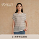 BSIEE本澀2026年秋季新款松弛通勤風雜色紗線套頭圓領短袖針織衫 咸菜綠 M