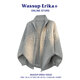 WASSUP ERIKA美式開衫毛衣男士新款秋季小眾提花復(fù)古休閑風(fēng)百搭針織衫潮流外套 淺灰 M 80-120斤可穿