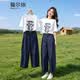 蔓爾依女裝套裝夏季2026新款時尚減齡夏裝穿搭氣質(zhì)輕熟衣服休閑闊腿褲子 白色上衣+藏藍色褲子 【不含腰帶】 M 【建議90-105斤】