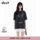 DZZIT地素短袖T恤夏季線繡貓咪圖案寬松純棉上衣女3J2B3301N 黑色 M