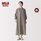 MUJI 女式棉紗細(xì)褶七分袖連衣裙 女裝裙子連身裙26年秋季新品BC2SAA6A 深咖啡色 XL （165/92A）