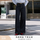 香影藏青色闊腿牛仔褲女2026秋季新款高腰直筒顯瘦天絲棉休閑褲子 藏青 M 160/64A/95-110斤