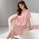 優(yōu)婷菲（YOUTINGFEI）睡裙女夏季薄款短袖睡衣夏天寬松大碼連衣裙女士家居服 MZ-94003粉色 2XL