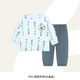 衣拉拉秋冬嬰幼兒400g薄棉圓領(lǐng)套裝0-3歲男童保暖衣服寶寶分體衣 笑臉字母水晶藍(lán) 90