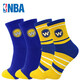NBA襪子男中筒休閑運動(dòng)籃球襪球迷棉襪吸汗透氣球隊款高幫跑步襪 勇士隊 2雙 39-44碼