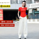 夏典素訂女王（SE.PSTP）鬼步舞服裝新款廣場舞運動套裝棉時尚體操爵士抖音跳舞衣服女 紅色【短袖】+白色褲 4XL (130---140斤)