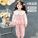 G.duck小黃鴨女童秋季洋氣套裝嬰兒A類衣服小童毛衣馬甲寶寶時(shí)髦三件套 粉色 100 cm