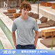 HAZZYS【情侶款】哈吉斯男女裝 夏季圓領上衣簡約純色短袖T恤 灰色GE -男款 L （175/96A 48） 男