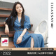 歌力思（ELLASSAY）【100%萊賽爾】25春夏新款丹寧風復古牛仔襯衫連衣裙女EWB362N007 牛仔藍 S
