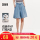 森馬（Semir）牛仔褲女夏季打褶純棉仿麻寬松2026時(shí)尚遮胯顯瘦短褲109326122006