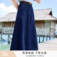 香影（xiangying）牛仔半身裙女2026夏季新款復古高腰顯瘦中長傘裙大擺a字裙子 牛仔藍 M