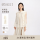 BSIEE本澀2026年夏季新款優雅風木耳邊飄帶無袖上衣中長半裙套裝 米白 M