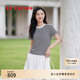 EP雅瑩短袖女 時尚條紋棉質內搭寬松圓領T恤 2026夏季新款5305A 黑色 L
