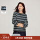 茵曼（INMAN）復(fù)古撞色條紋毛衣2026秋季女裝新款寬松短款長(zhǎng)袖上衣 黑綠色 M