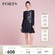 PORTS寶姿商場同款春季新品女裝繡花連衣裙SD8D049PPT117 丈青印花 S 版型偏大建議拍小一碼
