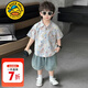G.duck小黃鴨童裝男童襯衫套裝夏季2026帥氣男孩寶寶衣服兩件套兒童夏裝 花色 90 建議1~2歲【 80-90cm】cm