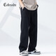 Cebrodz法國 牛仔褲男美式街頭直筒寬松褲子春秋季高街vibe潮牌休閑長(cháng)褲 黑色 2XL