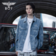 BOY LONDON秋男女同款?yuàn)A克BOY滿印潮酷高級(jí)牛仔外套N50007 藍(lán)色 XS