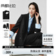 尚都比拉易打理職業(yè)西服套裝女春秋氣質(zhì)正裝西裝外套褲子兩件套 黑色 XL 