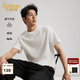 卡賓（CABBEEN）【滿(mǎn)印單C大提花】T恤男方勝紋提花面料休閑隨性26春透氣短袖T恤 米白色12 M /170/48