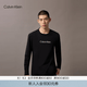 Calvin KleinJeans春秋男士休閑通勤ck字母印花圓領內搭打底衫長袖T恤上衣 UB1-太空黑 M