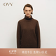 OVV秋冬熱賣(mài)女裝羊毛羊絨混紡可翻折高領(lǐng)舒適長(zhǎng)袖針織衫 焦糖棕 L