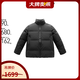 太平鳥男裝羽絨服冬季新款壓膠面包服外套 B2ACE4404 黑色1 M