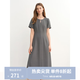 獨束大碼女裝長短款法式氣質簡約連衣裙2025夏微胖設計感百搭裙子 灰色（長款） XL （尺碼：3）