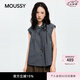 moussy 2026夏季新品文藝清新通勤格紋寬松無袖襯衫028JSC30-1100 145花紋藏青色 均碼