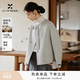 香影新中式雙面呢羊毛大衣女2025冬季新款呢子灰色國風毛呢短外套 淺灰 S 155/80A/85-95斤