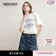 moussy 新品復古感字母印花寬松短袖T恤女028JSX90-1092 010白色 均碼