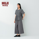 MUJI 女式 泡泡紗 短袖罩衫 t恤上衣女款女裝26年夏季 BC2ZZC6S 黑色格紋 M (160/84A)