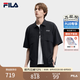 FILA 斐樂官方男士梭織短袖外套2026夏新款防曬涼感寬松休閑襯衫 正黑色-BK L 175/96A/L