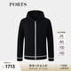 PORTS寶姿男裝2025春夏新品棉質(zhì)連帽黑白撞色休閑針織夾克外套 黑色 M