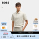 雨果博斯BOSS【禮物 絲光棉】男士交織字母絲光棉商務短袖Polo衫 131-淺米色 M MA