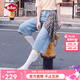 Lee Cooper牛仔褲2026秋季新品女士水洗復古顯瘦寬松飄帶闊腿七分褲通勤長褲 牛仔藍(七分褲)-2451 （建議拍大一碼） M