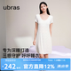 ubras26年新款呼呼薰衣草夏季薄吊帶睡裙睡衣女士高端睡衣居家服連衣裙 短袖裙【帶杯】-白底薰衣草 M