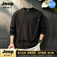 JEEP SPIRIT2026秋季新款半高領條紋打底衫男士長袖T恤潮流百搭休閑上衣男 黑色【奢級甄選】 M （適合115斤以內）
