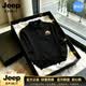 JEEP SPIRIT美式重磅刺繡短袖男潮牌長袖polo寬松大碼無痕圓領體恤衫打底衫 黑色【奢級甄選】 M 適合100-125斤【奢級甄選】