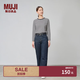 MUJI 女式 木棉混 牛仔直筒褲 女款牛仔褲子冬季休閑 BE1T3A4A 深藏青色 23inch/58.5cm （155/58A）