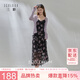 三彩2026夏季新款碎花吊帶連衣裙無袖A字裙長裙浪漫度假M